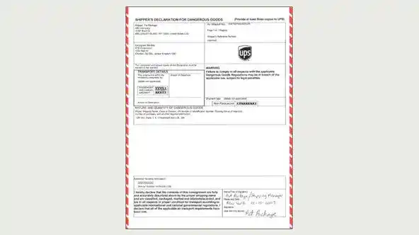 Shipper&#39;s declaration of dangerous goods (IATA)