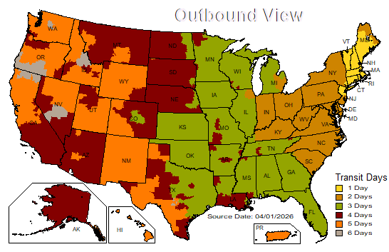 US Time in Transit Map
